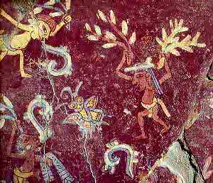 (detalle) mural del templo de quetzalpapálotl. 200aC. - 70 d.C.